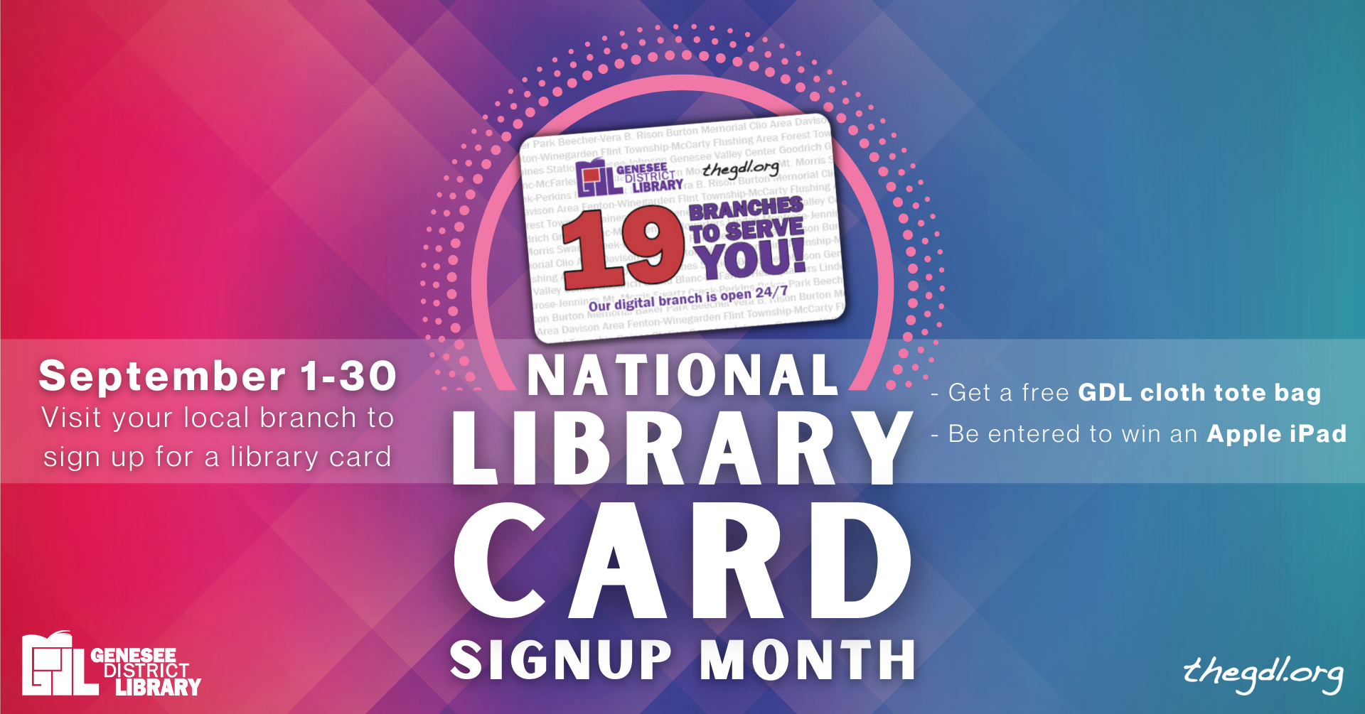 National Library Card Signup Month Genesee District Library