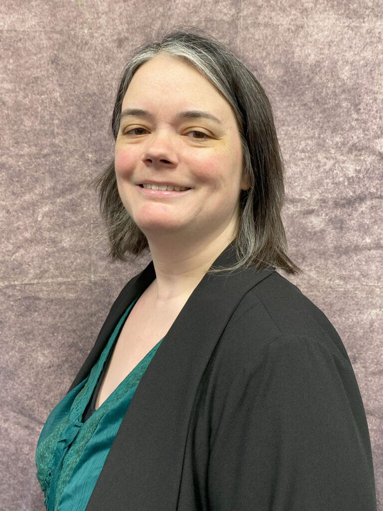 A headshot of Burton Librarian Leah Berean