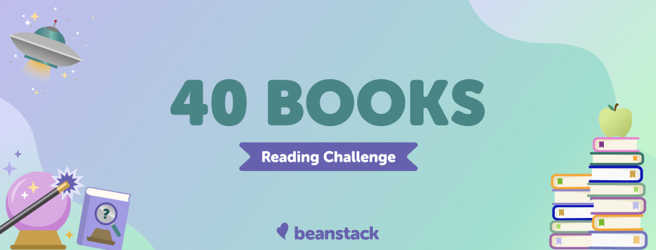 Banner with text: 40 Books Reading Challenge