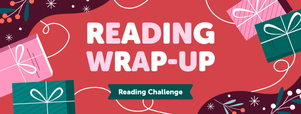 Banner with text: Reading Wrap-Up Reading Challenge