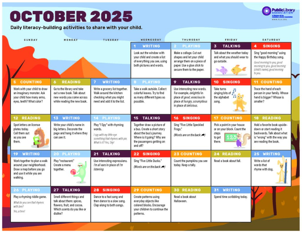 October 2025 calendar page