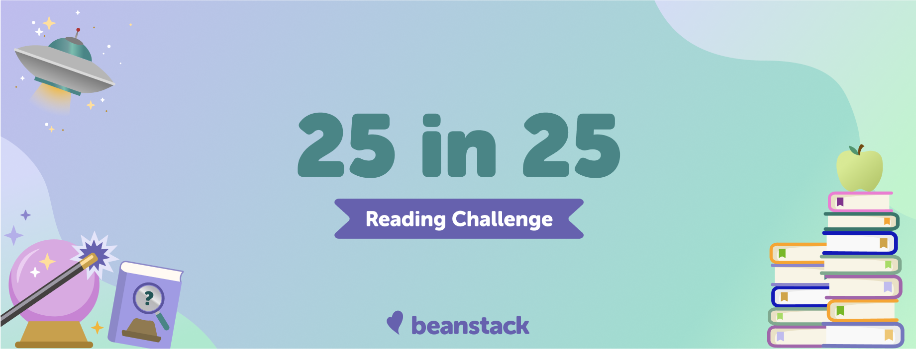 Banner with text: 25 in 25 Reading Challenge